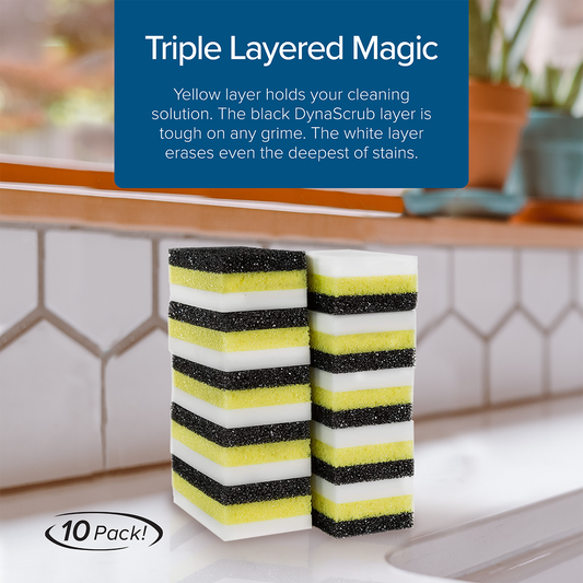 Triple Layered Magic Hydro Scrub Sponge (10 Pack)